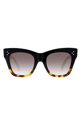 CELINE 50mm Gradient Small Cat Eye Sunglasses in Black/Havana at Nordstrom