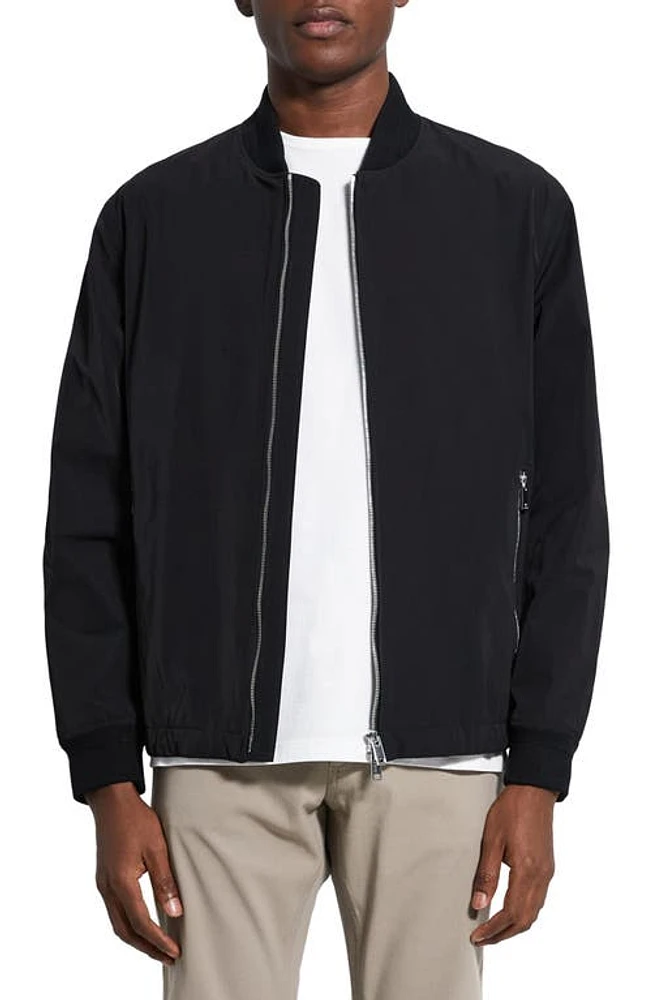 Theory City Foundation Tech Water Resistant Twill Bomber Jacket in Black - 001 at Nordstrom, Size Small