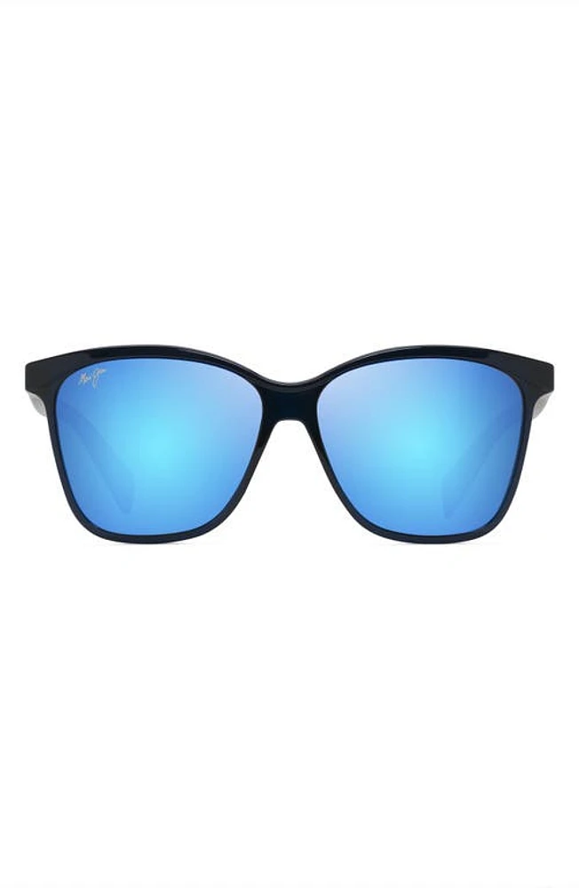 Maui Jim Liquid Sunshine 58mm PolarizedPlus2 Square Sunglasses in Translucent Navy at Nordstrom