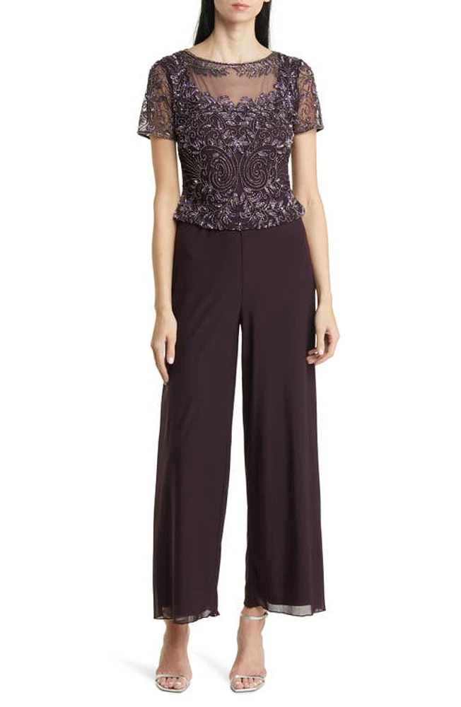 Pisarro Nights Beaded Jumpsuit New Wine 603 at Nordstrom,