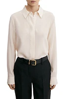 MANGO Linear Seam Silk Shirt in Off White at Nordstrom, Size 4