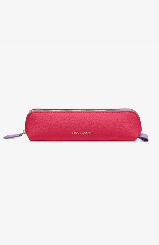 MAISON de SABRÉ Leather Pencil Case in Fuchsia Lavender at Nordstrom