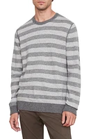 Vince Birdseye Stripe Crew Pullover H Grey/Pearl at Nordstrom,