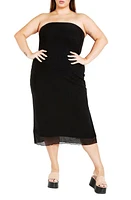 City Chic Indie Strapless Mesh Dress Black at