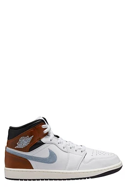 Air Jordan 1 Mid SE Sneaker White/Blue Grey/Black/Sail at Nordstrom,