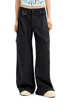 Desigual Queens Collina Wide Leg Cargo Pants Black at Nordstrom,