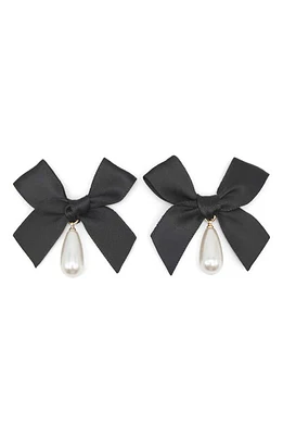 Petit Moments Bow Imitation Pearl Drop Earrings in Black at Nordstrom