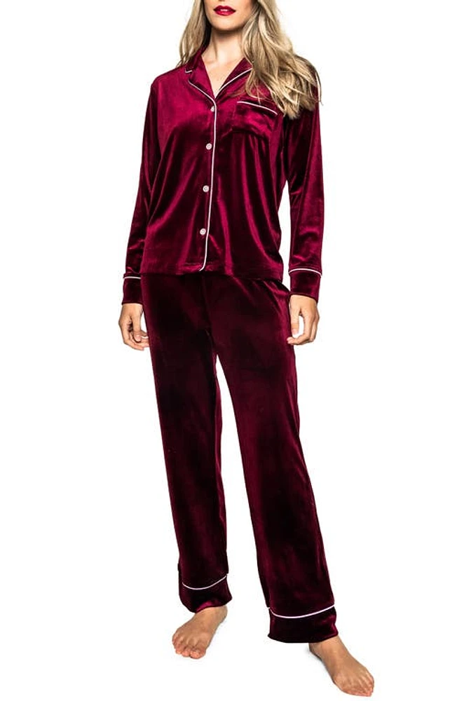 Petite Plume Women's Velour Pajamas Garnet at Nordstrom,