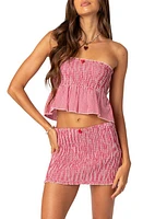 EDIKTED Gingham Smocked Cotton Tube Top Red at Nordstrom,