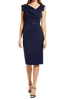 Black Halo Jackie Belted Stretch Gabardine Sheath Dress at Nordstrom,