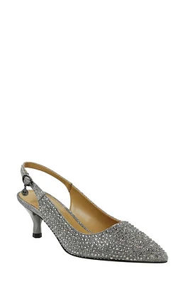 J. Reneé Ferryanne Pointed Toe Slingback Pump Pewter Glitter/Rhinestones at Nordstrom,