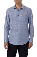 Bugatchi James OoohCotton Geometric Print Button-Up Shirt French Blue at Nordstrom,