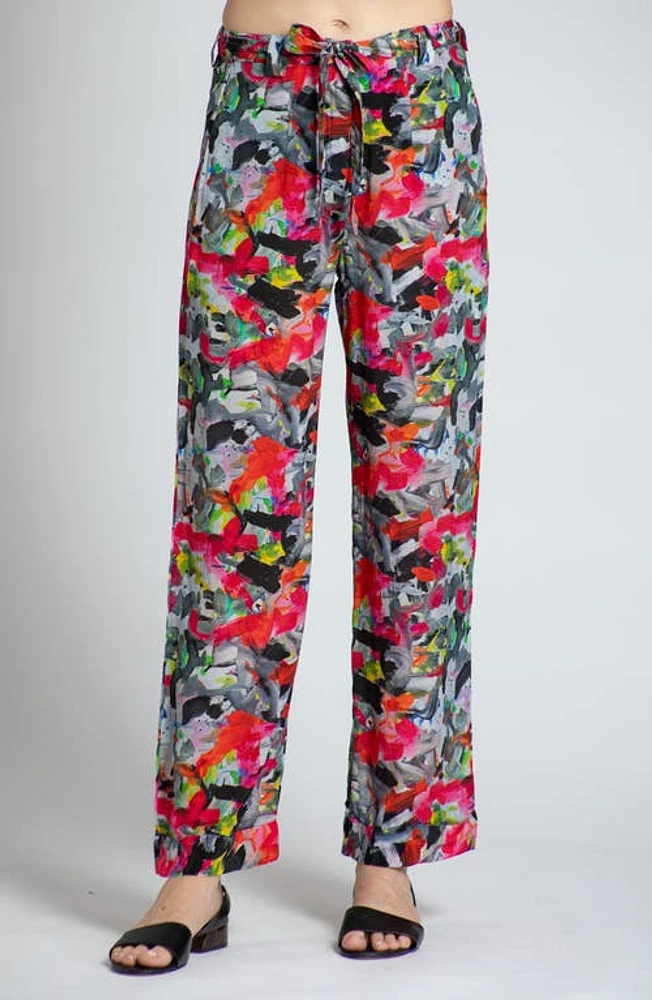 APNY Print Straight Leg Pants Red Multi at Nordstrom,