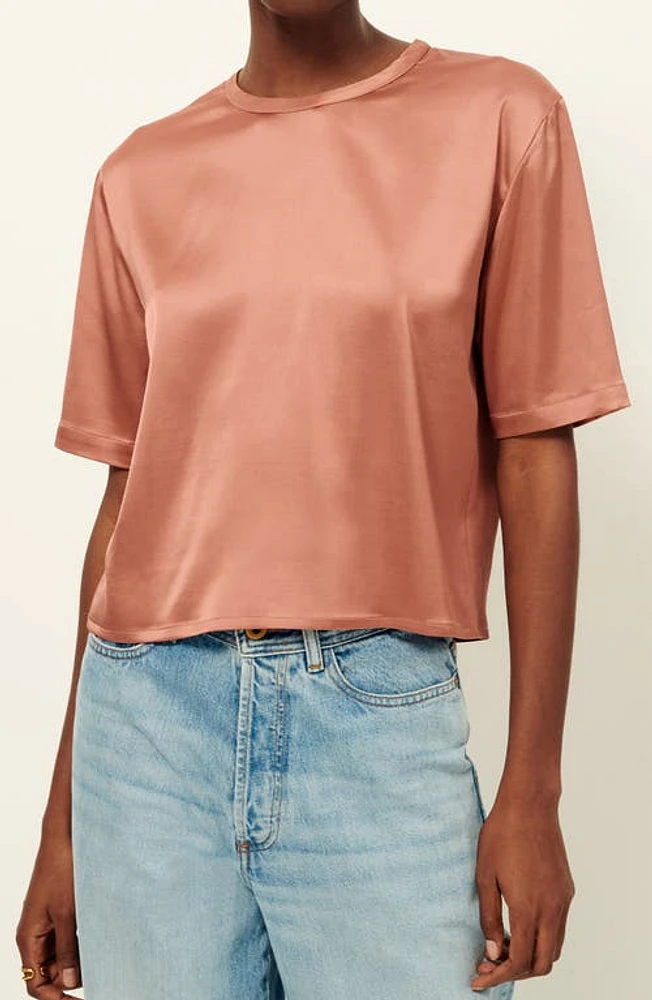 SESSÙN Theodora Satin Back Keyhole Top Tanny at Nordstrom,