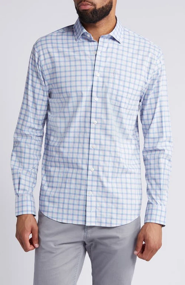 johnnie-O Neta Check Performance Button-Up Shirt Maliblu at Nordstrom,