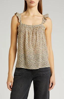 PAIGE Iyala Ruffle Tank Butter/Black Multi at Nordstrom,