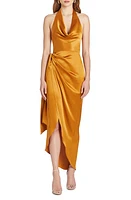 Amanda Uprichard Martine Silk Halter Gown Antique Bronze at Nordstrom,