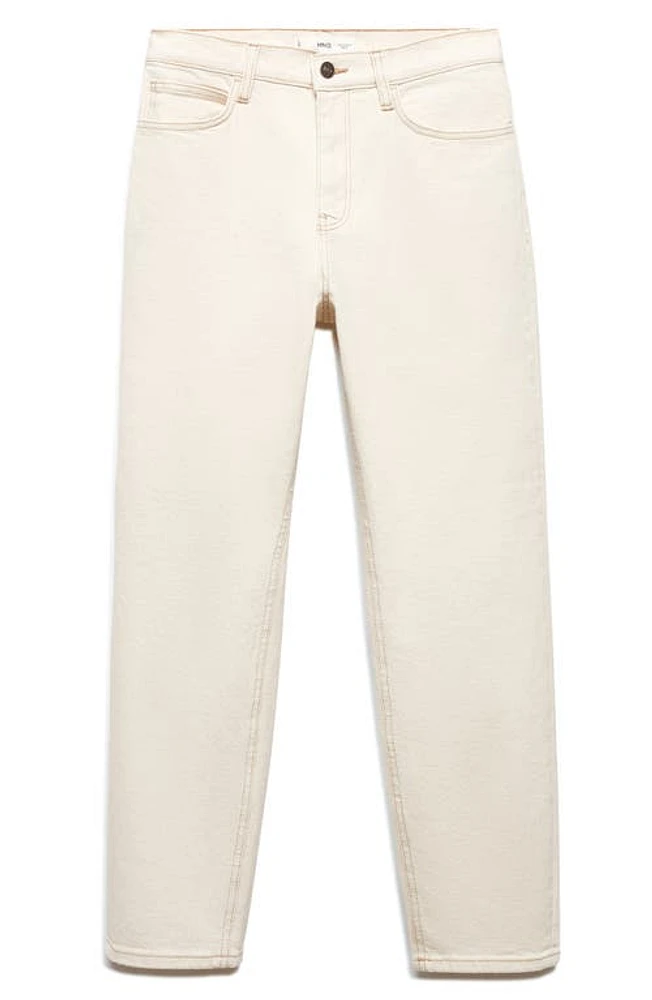 MANGO High Waist Ankle Tapered Mom Jeans Off White at Nordstrom,