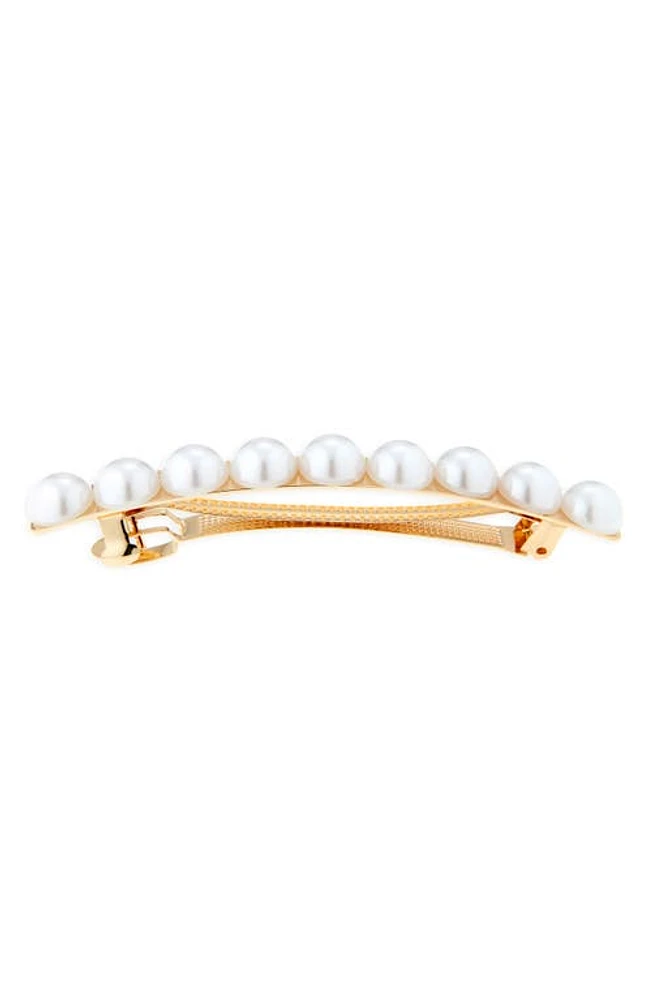 Tasha Imitation Pearl Barette in Gold Pearl at Nordstrom