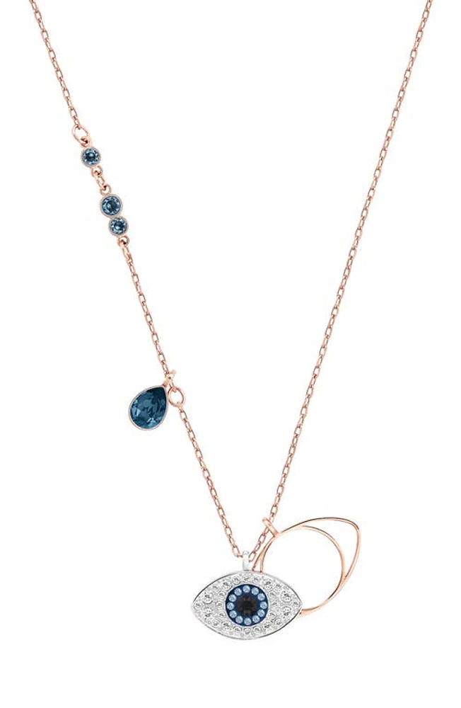 Swarovski Duo Evil Eye Pendant Necklace in Rose Gold at Nordstrom