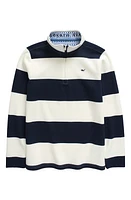 vineyard vines Kids' Saltwater Stripe Quarter Zip Pullover Nautnavy/Marshmallow at