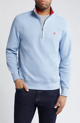 Brooks Brothers Rib Cotton Half Zip Pullover Forever Blue at Nordstrom,