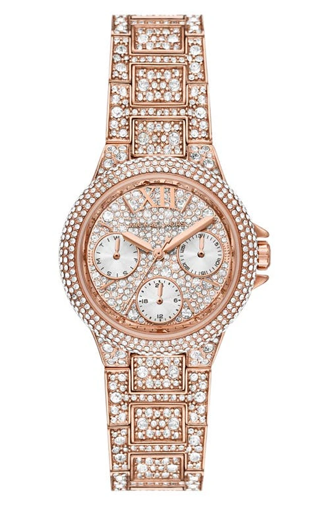 MICHAEL Michael Kors Camille Pavé Multifunction Bracelet Watch, 33mm in Rose Gold at Nordstrom