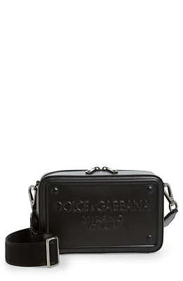 Dolce & Gabbana Embossed Logo Leather Crossbody Bag in Black at Nordstrom