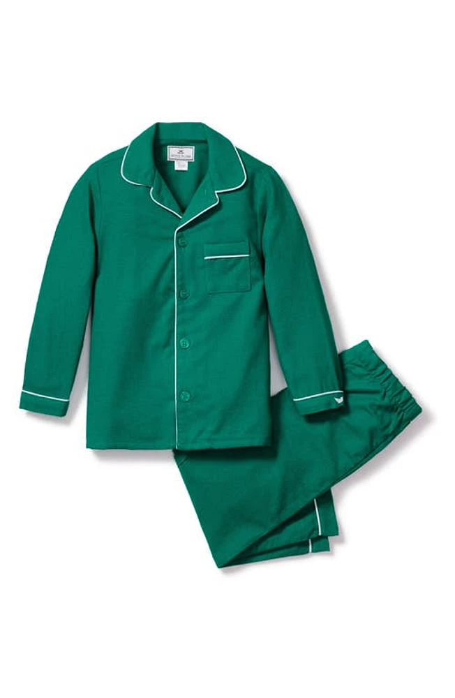 Petite Plume Kids' Flannel Two-Piece Pajamas Green at Nordstrom,