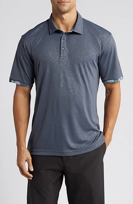 Swannies Lingmerth Floral Golf Polo in Graphite at Nordstrom, Size Medium