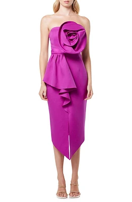 Elliatt Bowie Rosette Strapless Midi Dress Orchid at Nordstrom,