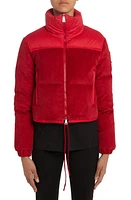 Moncler Waitaki Mixed Media Down Puffer Jacket Red at Nordstrom,