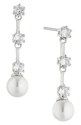 Nadri Olivia Linear Drop Earrings in Rhodium With Pearl at Nordstrom