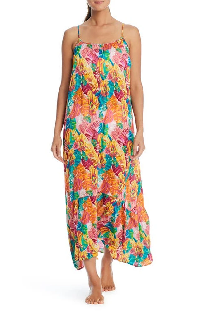 Rod Beattie Tropical Print Tiered Cover-Up Dress Multi at Nordstrom,