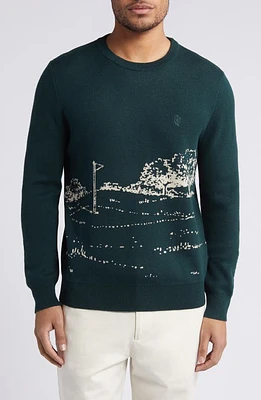 Quiet Golf Greens Crewneck Sweater Forest at Nordstrom,