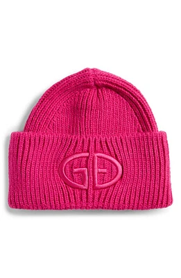 Goldbergh Valerie Embroidered Logo Cuff Rib Beanie in Passion Pink at Nordstrom