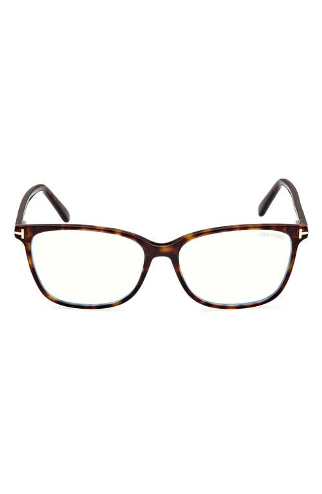 TOM FORD 54mm Square Blue Light Blocking Glasses in Dark Havana at Nordstrom