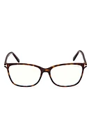 TOM FORD 54mm Square Blue Light Blocking Glasses in Dark Havana at Nordstrom