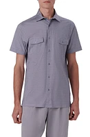 Bugatchi OoohCotton Print Short Sleeve Button-Up Shirt Black/grey at Nordstrom,