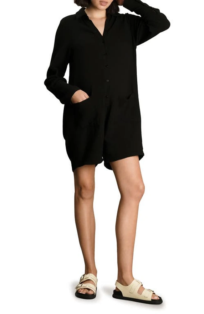 Nom Maternity Juniper Long Sleeve Romper Washed Black at Nordstrom,