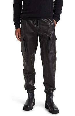 FRAME Leather Cargo Joggers Noir at Nordstrom,