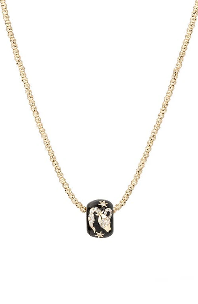 Adina Reyter Diamond Zodiac Pendant Necklace in Yellow Gold /Aquarius at Nordstrom, Size 16