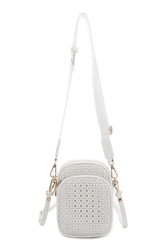 Mali + Lili Josephine Woven Vegan Leather Crossbody Bag in White at Nordstrom