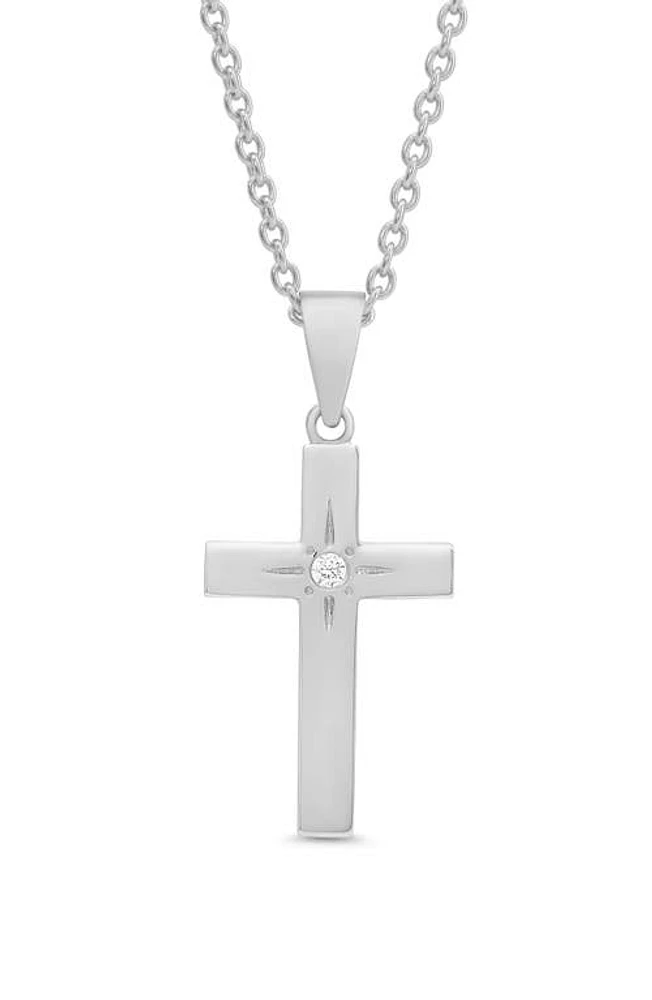 Lily Nily Kids' Cubic Zirconia Cross Pendant Necklace in Silver at Nordstrom