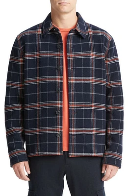 Vince Plaid Wool Blend Shirt Jacket Coastal/Desert Sky at Nordstrom,