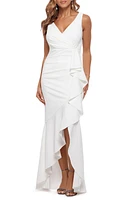 Betsy & Adam V-Neck Cascade Ruffle High-Low Gown at Nordstrom,