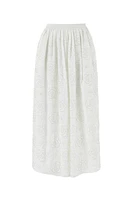 Nocturne Long Skirt with Stone Embroidery in Ecru at Nordstrom