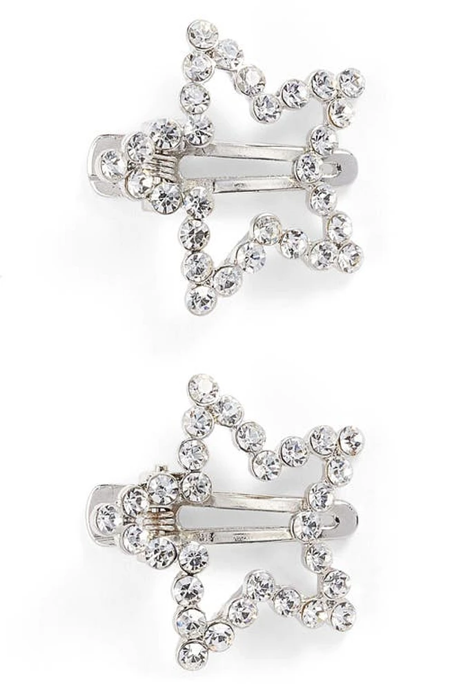 Tasha Twinkle Star 2-Pack Hair Clips in Silver at Nordstrom