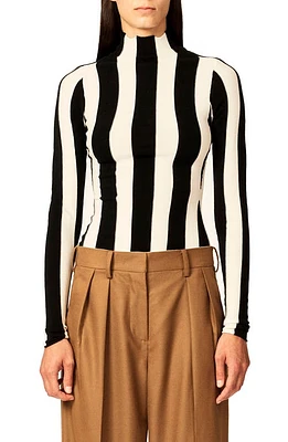 Interior The Ridley Long Sleeve Top in Black/White at Nordstrom, Size Large