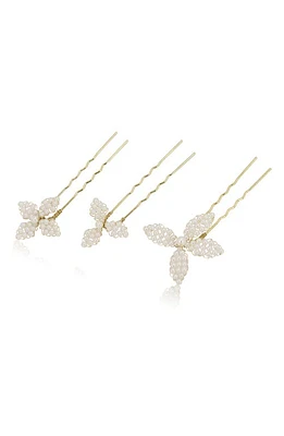 Brides & Hairpins Gisella Set of 3 Imitation Pearl Hair Pins in Gold at Nordstrom